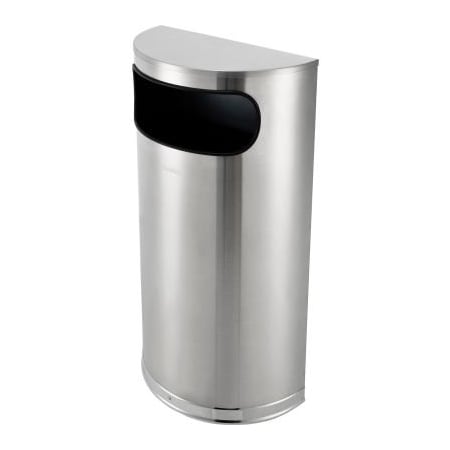 Gec Global Industrial Half Round Side Open Trash Can 9 Gallon Matte Stainless Steel EK9061-MT